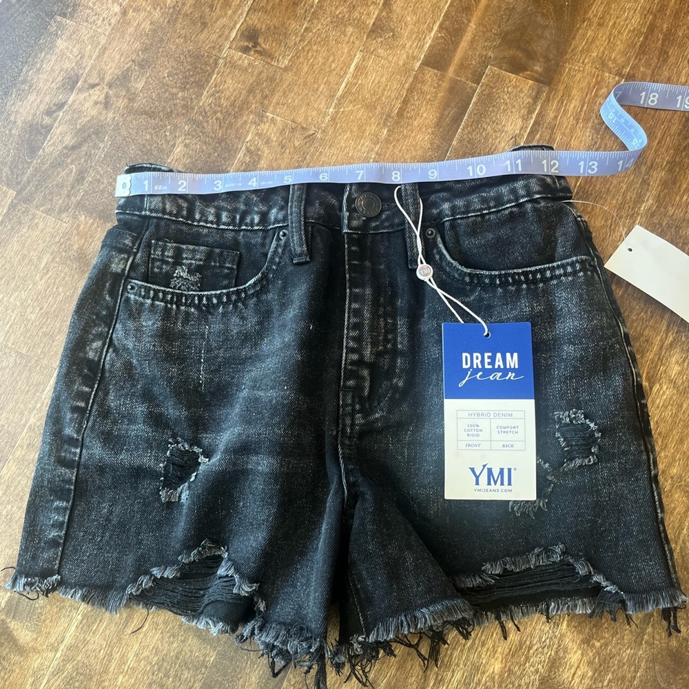YMI Black Jean Shorts Distressed High-Waisted